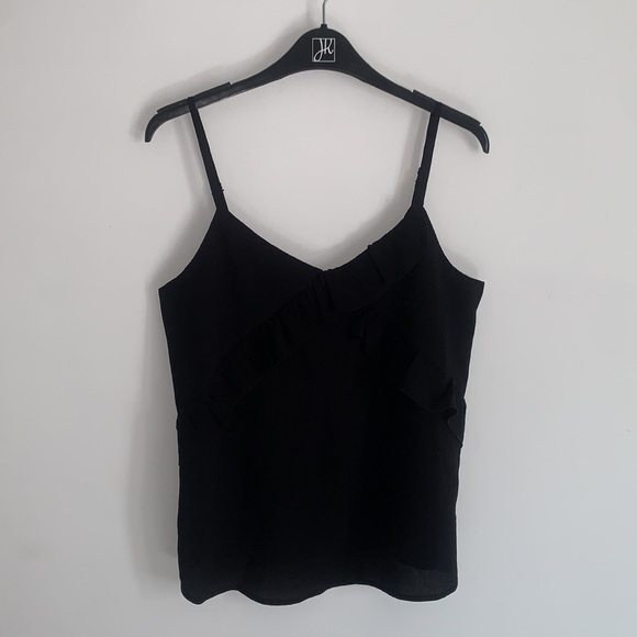 Only | Black Ruffled Tank Top - Picture 1 of 4